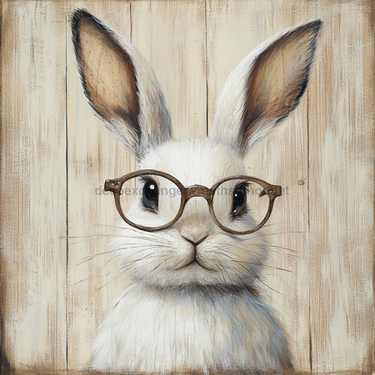 Easter Sign, Bunny in Glasses,, DCO-12676, Sign For Wreath, 10x10